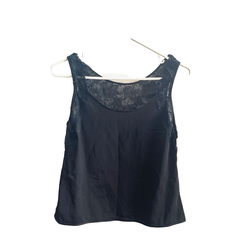 Black Lace Sleeveless Tank Top Women’s Fairy Witchy Layering Classic Silky